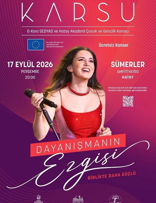 Memleketinde sahne alacak Karsu, 17 Eylül’de Sümerler Amfitiyatro’da Hataylılarla buluşacak
