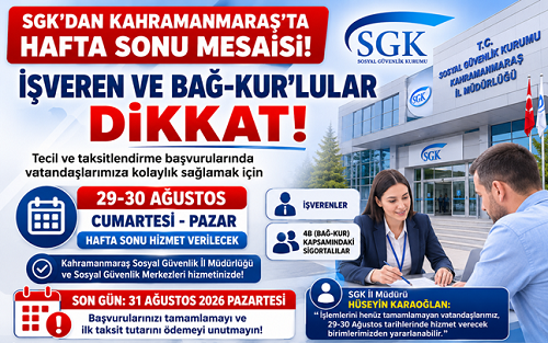 
Kahramanmaraş Sosyal Güvenlik İl Müdürlüğü ve Sosyal Güvenlik Merkezleri, tecil
