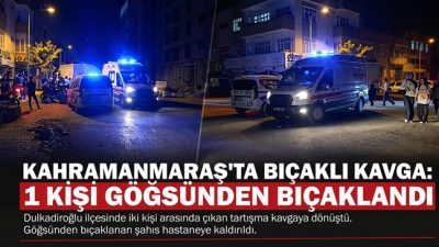 Kahramanmaraş’ın Dulkadiroğlu ilçesinde Şelale Park karşısında çıkan bıçaklı kavgada 1